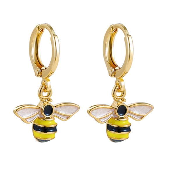 Jewelry - Goldtone Dainty Bee Huggie Hoop Earrings